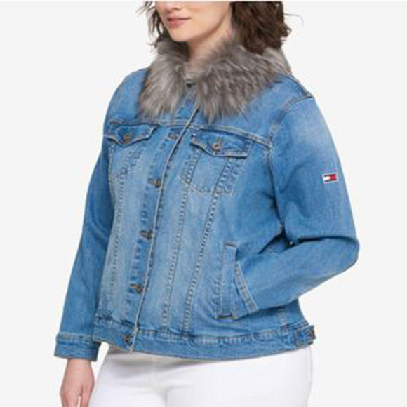 tommy hilfiger jean jacket with fur